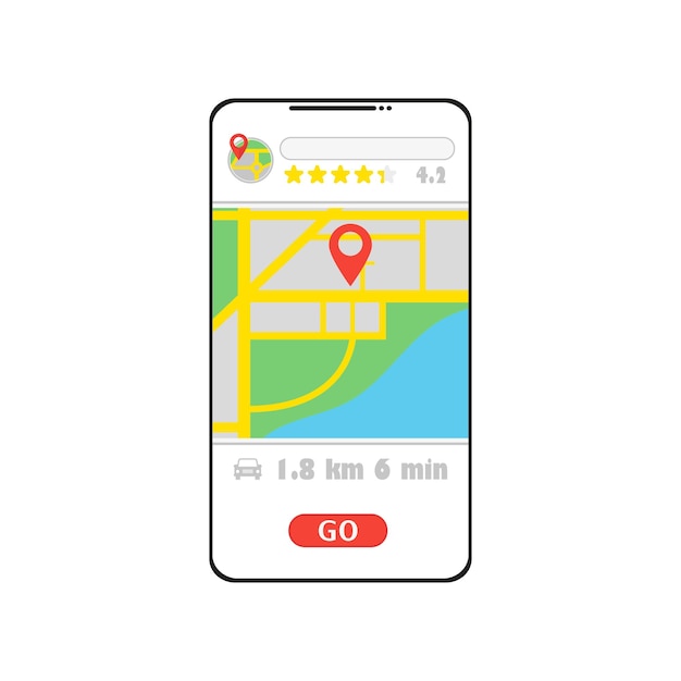 Vector app navegador gps en el plano del teléfono