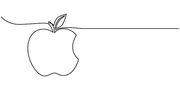 Apple dibujo continuo de una línea elemento de arte de línea única vector de línea de boceto minimalista