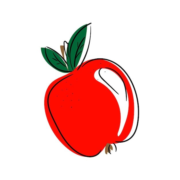 Apple Dibujo vectorial a mano alzada Objeto vectorial de una manzana roja con un fondo blanco para diseñadores gráficos