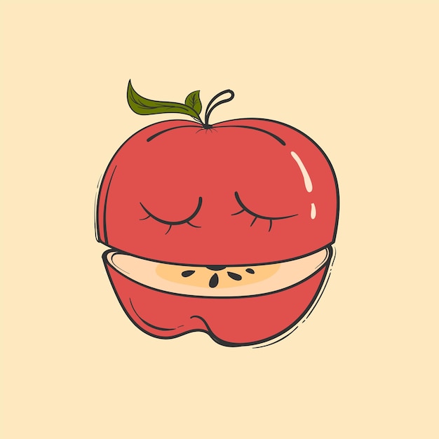 apple frutas divertido personaje de dibujos animados vector ilustración