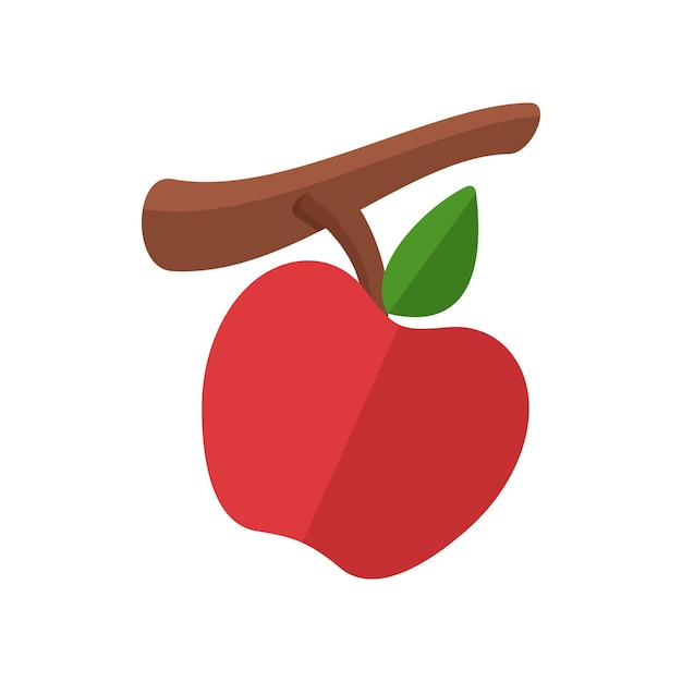 Apple en una ilustración de vector de estilo plano de rama