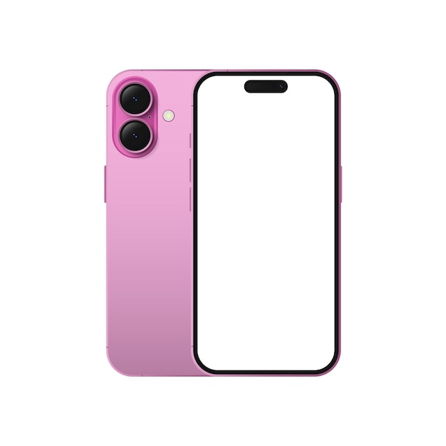 Apple iPhone 16 rosado en fondo blanco aislado