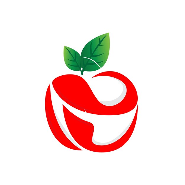 Apple logo vector farm fresh sweet red fruit design con líneas simples símbolo de ilustración