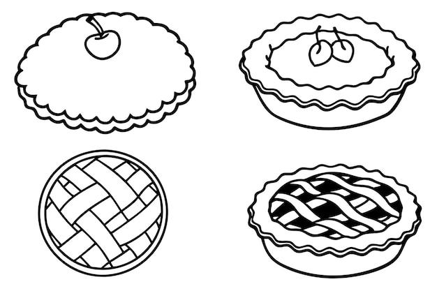 Apple Pie Line Art que demuestra líneas de pastel limpias y elegantes