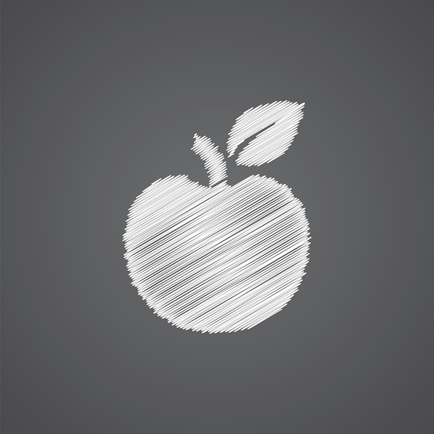 Vector apple sketch logo doodle icono aislado sobre fondo oscuro