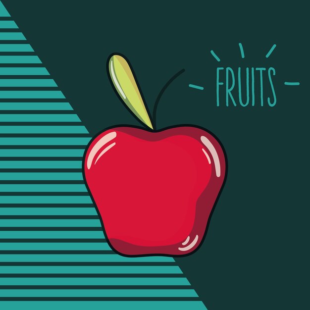 Apple sobre ilustración de vector de fondo colorido rayado