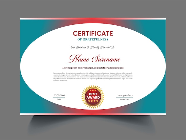 Apreciación de certificados modernos modelo de certificado de lujo logro premio logro de oro