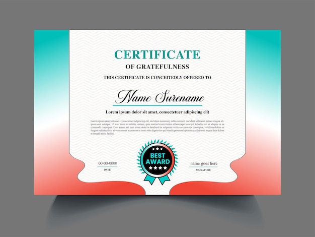 Apreciación de certificados modernos modelo de certificado de lujo logro premio logro de oro