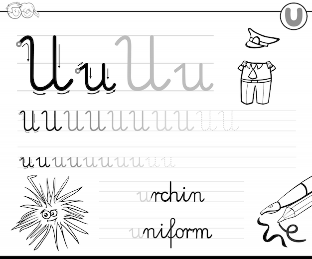 aprende a escribir el libro de trabajo de la letra U para niños