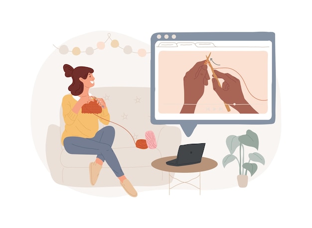 Aprende a tejer una ilustración de vector de concepto aislado