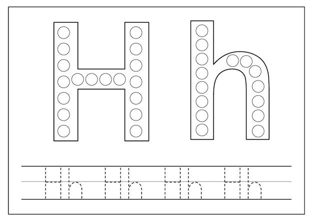 Aprender el alfabeto inglés para niños letra h trazar letras