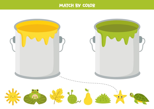 Aprender colores básicos para niños en edad preescolar Ordenar por color Amarillo o verde