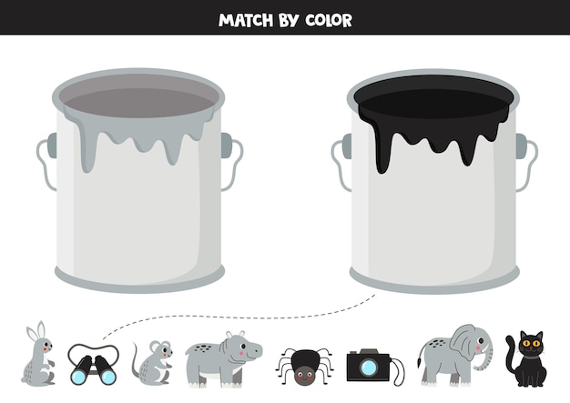 Aprender colores básicos para niños en edad preescolar Ordenar por color Gris o negro