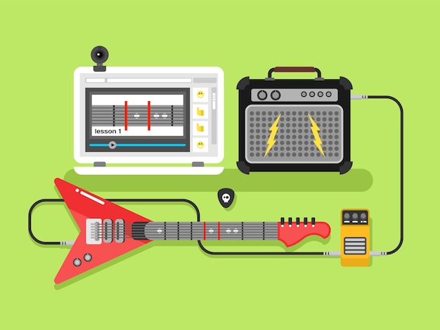 Vector aprender guitarra en línea