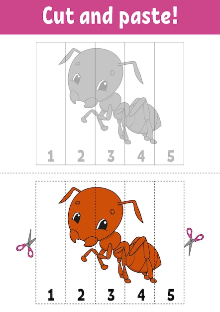 Aprender los números 15 Cortar y pegar Personaje de dibujos animados