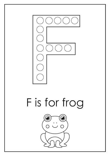 Aprendiendo el alfabeto inglés para niños actividad de marcador de punto de letra f