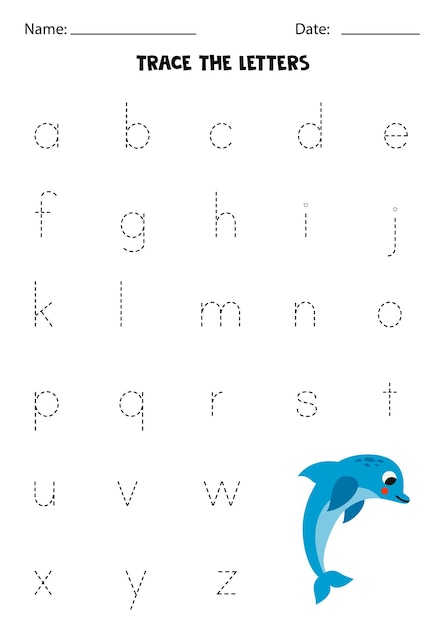 Aprendiendo alfabeto trazando letras lindo delfín azul
