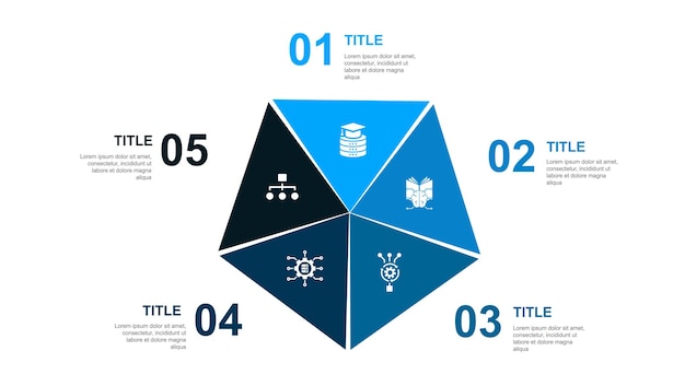 Aprendizaje automático de ciencia de datos Algoritmo Iconos de clasificación de Big Data Plantilla de diseño de diseño infográfico Concepto de presentación creativa con 5 pasos