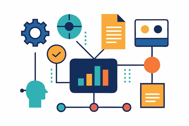 Aprendizaje automático Gráficos Análisis de datos Amplificación de los íconos del algoritmo
