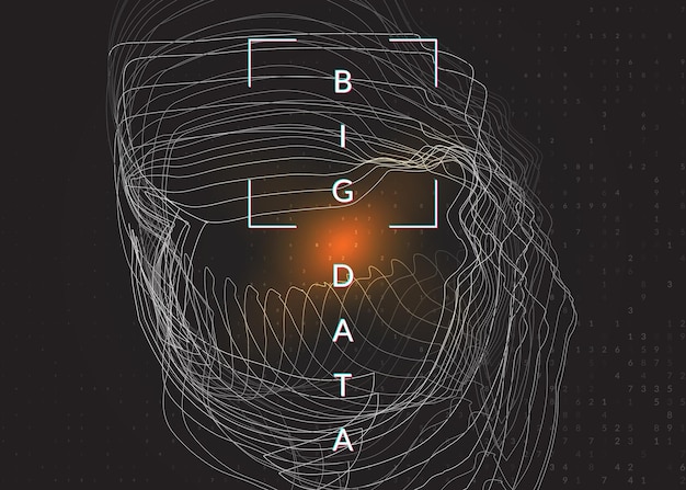 Aprendizaje de big data. Fondo abstracto de tecnología digital. Concepto de inteligencia artificial. Tecnología visual para la plantilla de la industria. Fondo ondulado de aprendizaje de big data.