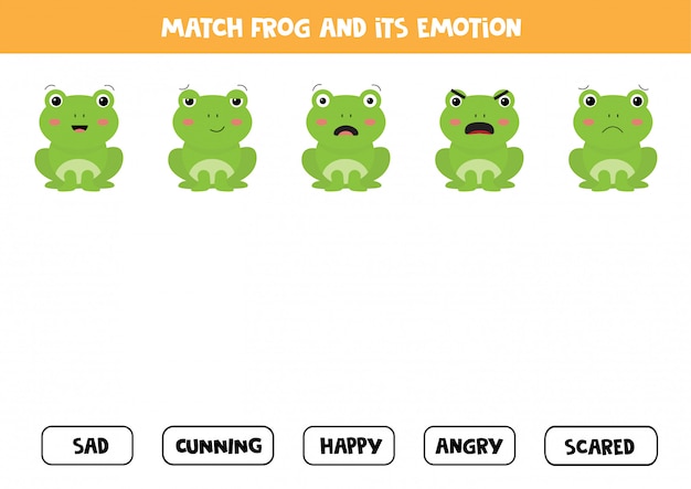 Aprendizaje de emociones y sentimientos. Adivina las emociones de las ranas.
