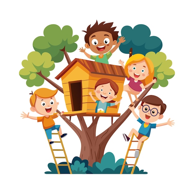 Aprendizaje y entretenimiento infantil Ilustración vectorial de personajes de dibujos animados para educación y medios de comunicación
