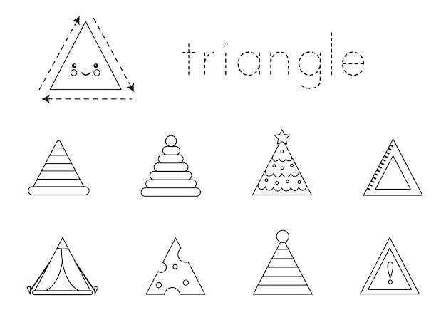 Aprendizaje de forma de triángulo para niños. Formas 2d básicas.