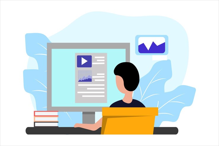 Vector aprendizaje en línea de diseño de ilustraciones planas