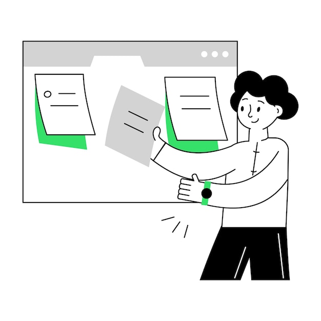 Aprendizaje en línea de mini ilustraciones lineales