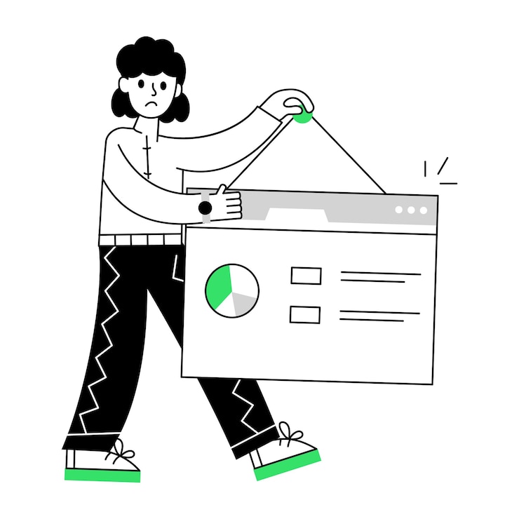 Vector aprendizaje en línea de mini ilustraciones lineales