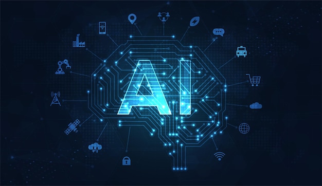 Aprendizaje profundo de datos de IA de aprendizaje automático de inteligencia artificial para futuras ilustraciones de tecnología