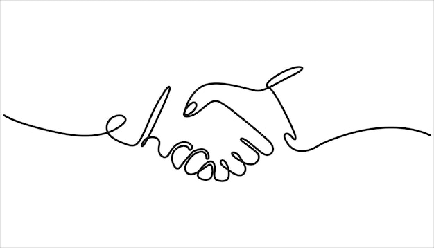 Un apretón de manos continuo, un dibujo de una línea, hombres de negocios estrechando la mano.