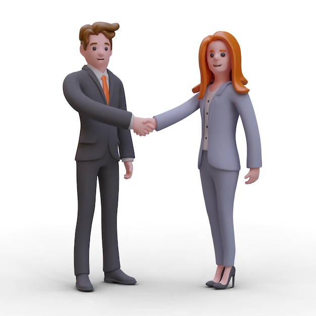 Apretón de manos Empresario y empresaria hacen trato