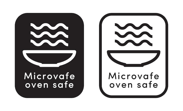 Apto para microondas con conjunto de vectores de iconos de plato