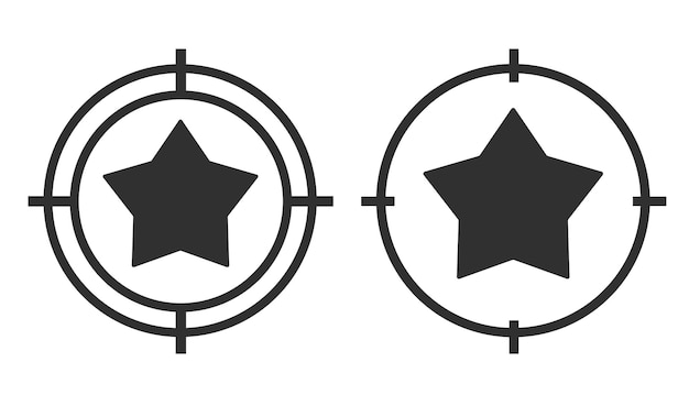 Apuntar al objetivo con el mejor icono de estrella de clasificación vector simple conjunto de ilustraciones de pictogramas gráficos
