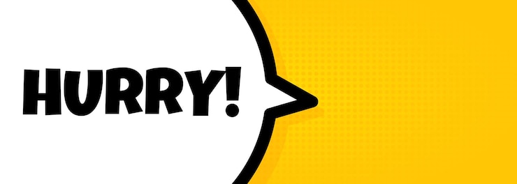 Vector apurarse. banner de burbujas de discurso con texto de prisa. altoparlante. para negocios, marketing y publicidad. vector sobre fondo aislado. eps 10.