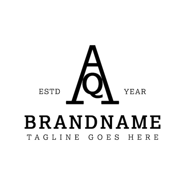 AQ Monograma de letras Serif Logotipo adecuado para cualquier negocio con las iniciales AQ o QA
