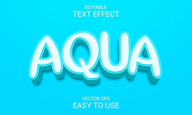 Aqua Editable Vector 3d estilo de efecto de texto