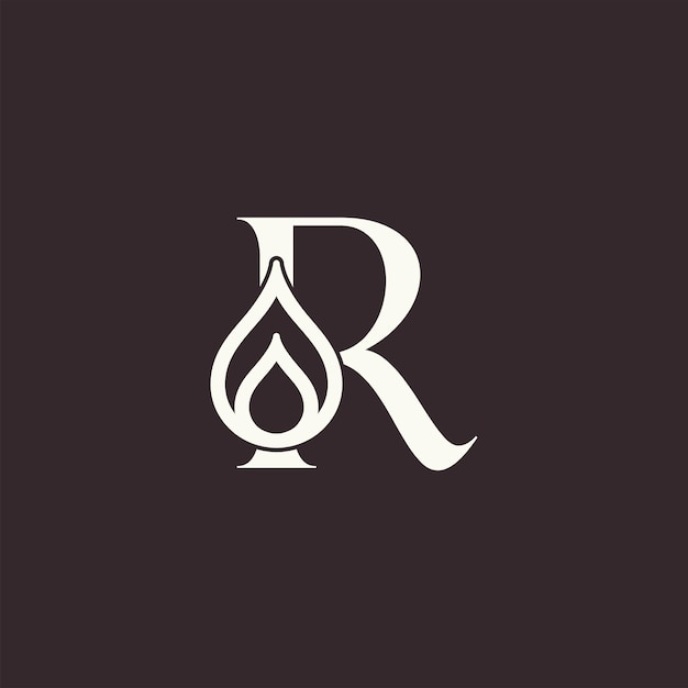 Aqua gota belleza logotipo letra R