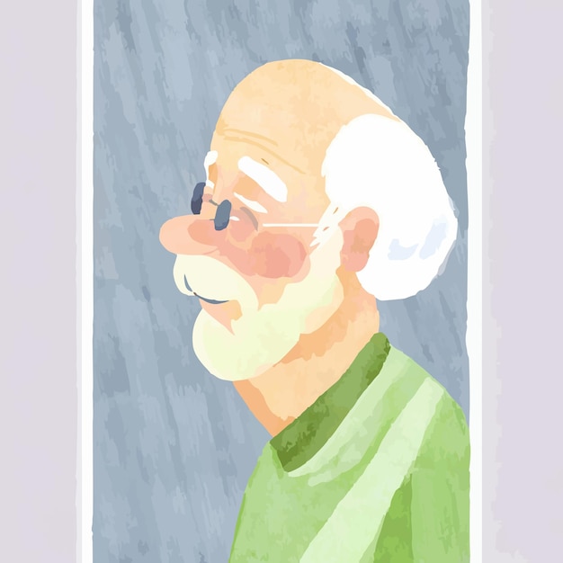 Aquarela de abuelo personaje de anciano