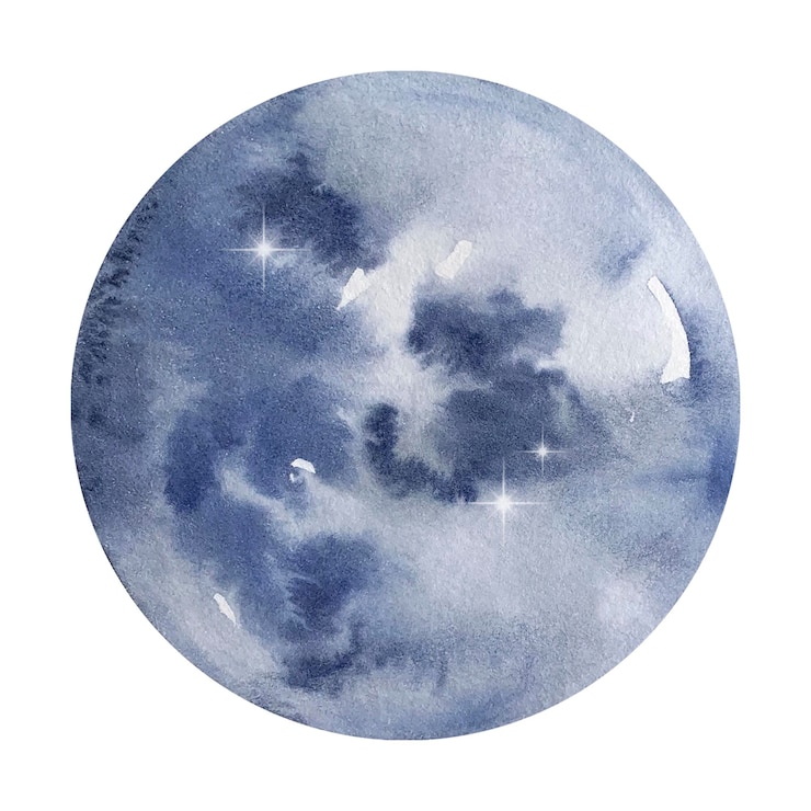 Vector aquarela azul claro planeta de la luna redonda