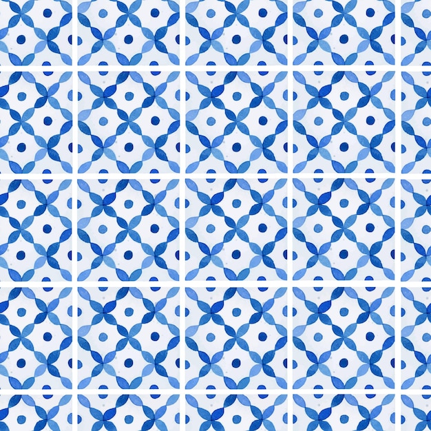 Aquarela azulejos mediterráneos sencillos con patrón sin costuras