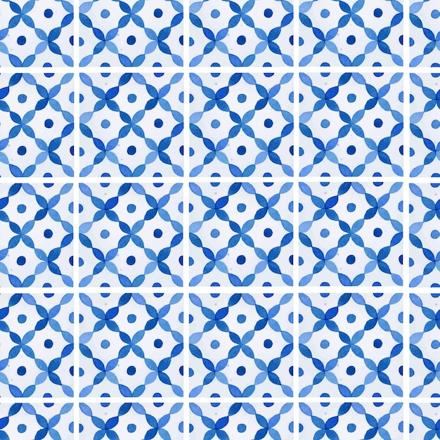 Vector aquarela azulejos mediterráneos sencillos con patrón sin costuras