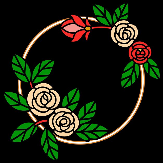 Aquarela Flor de primavera Corona floral Arte vectorial Diseño de ilustraciones para invitaciones