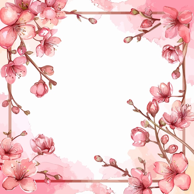 Aquarela_Floral_Cherry_Blossom_Frame_vector