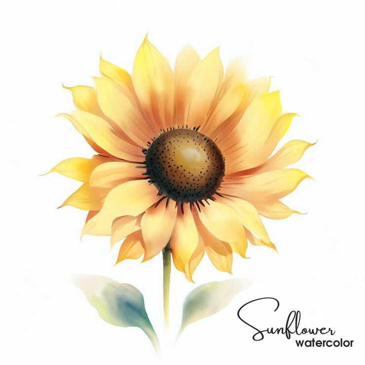 Aquarela de girasol con un hermoso diseño