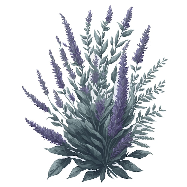 Aquarela hoja de helecho lavanda clipart botánica floral