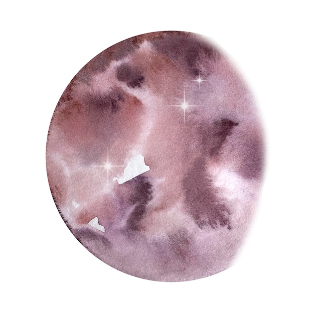 Aquarela de lila oscura alrededor de la luna