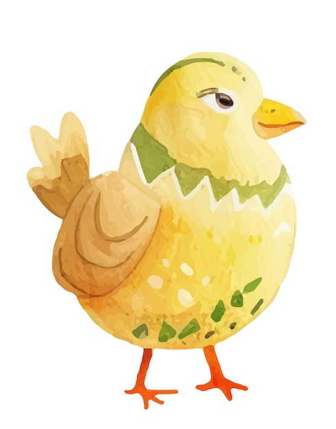 Aquarela pollo amarillo símbolo de Pascua Acuarela pájaro de Pascua en un fondo aislado