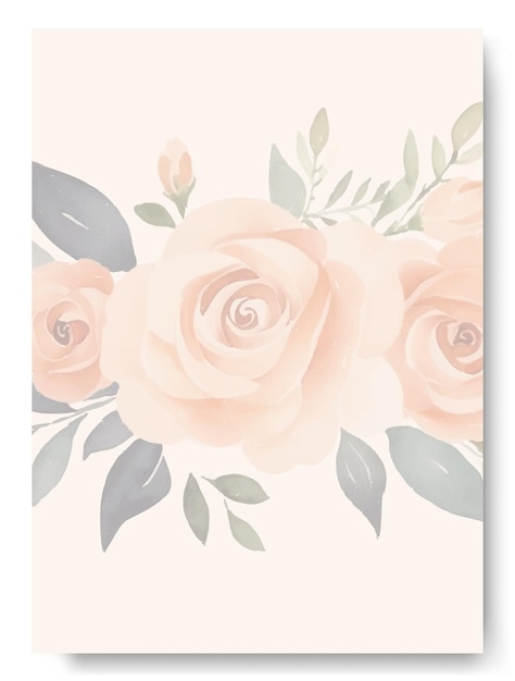 Vector aquarela de rosa desnuda floral y hojas juego de tarjetas de invitación de boda